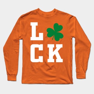 Luck Shamrock white saint patricks day typography Long Sleeve T-Shirt